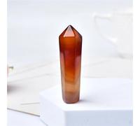 SHFTQXSLAT 1PC Carnelian Hexagonal Column Sardonyx Crystal Point Red Agate Stone Tower Home Decoration Ornaments