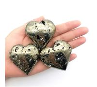SHFTQXSLAT 1pcs Pyrite Heart Shape Quartz Crystals Raw and Stones Home Decor Gift Decor(40-45mm)