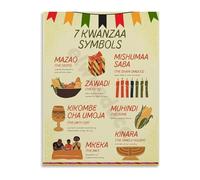 SHFTQXSLAT African American Holiday Poster Kwanzaa Canvas Wall-Art for Home and Community Center Cultural Heritage Decor(Framed,12x18inch(30x45cm))