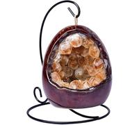 SHFTQXSLAT Amethyst Geode Night Light Citrine Egg Quartz Crystal Lamp Bedside for Home Decor,Bedroom, Living Room Ideal Gift for Women & Men,Yellow