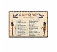 SHFTQXSLAT Ancient Egypt Art Print 42 Laws of Maat Egyptian Spiritual Code Canvas Wall-Art for Library Space(Framed,16x24inch(40x60cm))