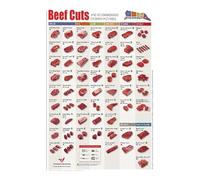 SHFTQXSLAT Beef Cuts Reference Chart - Butcher Knowledge Poster with Cooking Methods, Educational Wall Decor for Kitchen, Dining Room, or Culinary Classroom(Unframed,08x12inch(20x30cm))