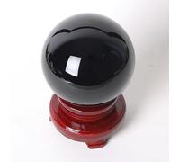 SHFTQXSLAT Black Obsidian Crystal Ball for Divination, Feng Shui with Wood Stand, Orb Ornaments for Home Office Decoration,15cm