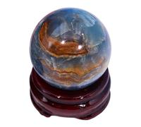 SHFTQXSLAT Blue Calcite Gemstone Ball Crystal Stone Sphere Figurine for Witchcraft Divination Feng Shui Aura Home Desk Decor,60mm/2.4in