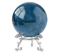 SHFTQXSLAT Blue Fluorite Crystal Ball with Stand for,Fortune Teller,Feng Shui, Scrying,Magic,Home Decor,Halloween,Large Quartz Orb Prop Sphere,60~70mm