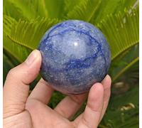 SHFTQXSLAT Blue Quartz Crystal Ball, Gemstone Sphere Feng Shui for Home Decorative Divination, and,55mm