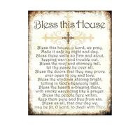 SHFTQXSLAT Christian Inspirational Sign Bless This House, Prayer Wall-Art for Home Decor, Print for Kitchen Office with Message of Faith Family Love(Framed,12x18inch(30x45cm))