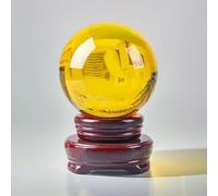SHFTQXSLAT Clear Crystal Ball with Stand Handcrafted Photography Prop for Magical Shots Elegant Home & Party Decor,Yellow,200mm