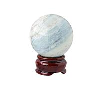 SHFTQXSLAT Crystal Ball Sub-Blue Pattern Gemstone Sphere Divination with Wooden Stand,Home Decoration,Fengshui