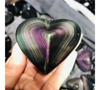 SHFTQXSLAT Crystal Rainbow Obsidian Cat'S Eye Quartz Heart Stone Crystals and Specimens Decorative Gifts (Size : 240-260g)