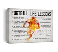 SHFTQXSLAT Football Life Lessons Motivational Canvas Wall Art - Inspirational Soccer Quote Poster for Men, Players, Home Gym Office Decor, Framed Modern Print(Framed,12x18inch(30x45cm))