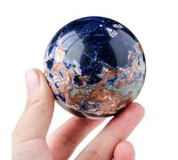 SHFTQXSLAT Home Decoration Display Sphere Blue Stone Sun Crystal Ball Decorative with Stand Photography Crystals Ornaments,50-55mm