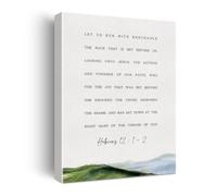 SHFTQXSLAT Inspirational Faith-Based Canvas Hebrews 12:1-2" The Race Marked Out Modern Wall-Art for Office Decor(Framed,08x12inch(20x30cm))