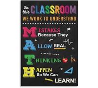 SHFTQXSLAT Math Classroom - Mistakes Allow Thinking to Happen | Growth Mindset Educational Wall-Art & Decor for Teachers, Students, Homeschool, Office(16x24inch(40x60cm),Framed)