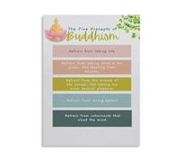 SHFTQXSLAT Minimalist The Five Precepts Buddhist Quote Canvas Wall-Art Zen Poster for Living Room Bedroom Home Wall Decor(Unframed,16x24inch(40x60cm))