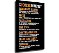 SHFTQXSLAT Motivational Success Quote Poster Work Hard Smart Mindset Inspirational Wall-Art Set for Home Office Living Room(Unframed,16x24inch(40x60cm))