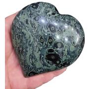 SHFTQXSLAT Peacock's Eye Stone Carved Heart, Crystal Home Decoration Craft Gift Decor(310-400g)