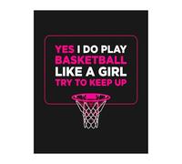 SHFTQXSLAT Play Like a Girl Basketball Poster - Funny Smack Talk Wall Art for Motivation, Ideal Decor for Young Athletes Bedroom or Gym Wall(Framed,16x24inch(40x60cm))