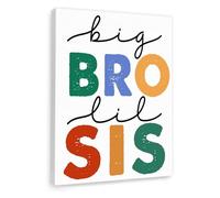 SHFTQXSLAT Playroom Wall Decor - Big Bro Lil Sis Siblings Art Print, Big Brother Little Sister Quote for Nursery Kids Room Baby Boy Girl(Unframed,12x18inch(30x45cm))