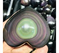 SHFTQXSLAT Rainbow Obsidian Cat'S Eye Quartz Crystal Heart Stone and Specimens Decorative Gift Home Decor(120g)