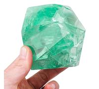 SHFTQXSLAT Raw Crystals Geometric Shapes Green Fluorite Stones Caved Gemstone Crystal Quartz Figurines for Decor Gifts Tumbling Cabbing,100-200g
