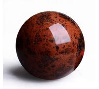 SHFTQXSLAT Red Black Obsidian Sphere,Crystal Gemstone Sculpture Figurine with Stand,Decorative Ball for Home Decor, Feng Shui,5~6cm