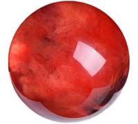 SHFTQXSLAT Red Smelt Quartz Crystal Ball, Ruby Sphere with Wood Stand,Melting Gemstone Orb for Witchcraft Home Decor Gifts,5.1"(13cm)