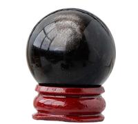 SHFTQXSLAT Silver Obsidian Ball Ornaments Crystal Raw Stone Polished Home Office,25-30mm