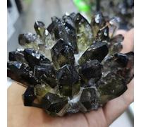 SHFTQXSLAT Stone Black Phantom Quartz Crystal Cluster Home Office Aquarium Decor Gift(850-900g)