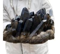 SHFTQXSLAT Stone Naturally Formed Tea Black Quartz Cluster,Crystal Cluster(Size:200-300g)