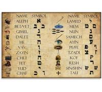 SHFTQXSLAT The Beauty of Hebrew Letters Poster - Aleph to Tav Art Print, Minimalist Cultural Wall Decor for Study, Space(Framed,16x24inch(40x60cm))