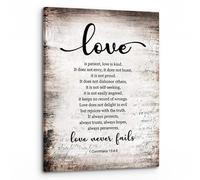 SHFTQXSLAT Wedding & Anniversary Scripture Art - 1 Corinthians 13 Love Chapter Canvas Print, Biblical Love Definition, Religious Home Decor for Couples, Family(Framed,16x24inch(40x60cm))