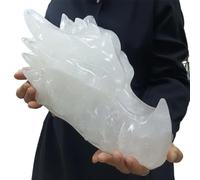 SHFTQXSLAT White Quartz Dragon Skull, Clear Crystal Hand Carved Home Decor(Size:13-15cm about700g)