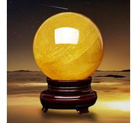 SHFTQXSLAT Yellow Citrine Crystal Sphere Ball Crystals Stone with Stand Feng Shui Tabletop Sculpture Ornaments Implication Wealth and Success, ball-6cm