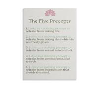 SHFTQXSLAT Zen Buddhist Wall-Art Five Precepts Inspirational Quote Canvas Print Poster for Living Room Space(Framed,12x18inch(30x45cm))