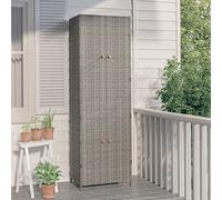 ShGaxin Armario de almacenaje de jardín ratán PE Gris 59x40x180 cm, Armario Exterior Escobero, Mueble Exterior Almacenaje, Armario Exterior Jardin, Muebles Jardin Exterior - 319873
