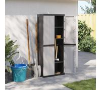 ShGaxin Armario de almacenaje Exterior PP Gris y Negro 65x37x165 cm, Armario Exterior Escobero, Mueble Exterior Almacenaje, Armario Exterior Jardin, Muebles Jardin Exterior - 364201