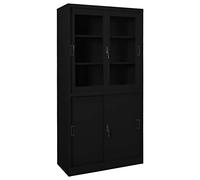 ShGaxin Armario de Oficina con Puerta corredera, Armario Multiusos, Armario Auxiliar, Armario Despensa, Muebles Auxiliares, Acero Negro 90x40x180cm