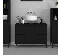 ShGaxin Armario para Lavabo Madera contrachapada Negro 80x33x60 cm, Mueble Baño, Mueble Auxiliar Baño, Armario De Baño, Mueble Bajo, Mueble Lavabo - 821277