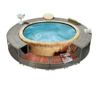 ShGaxin Borde de bañera de hidromasaje, Yacuzzi Exterior Hinchable Piezas De Recambi, Borde para bañera De Hidromasaje SPA, ratán sintético Gris