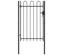 ShGaxin Cancela de Valla con una Puerta y Arco, Puertas Metalicas Exterior, Puerta Jardin, Valla De Jardin, Puerta De Jardín,s Acero Negro 1x1,5 m