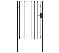 ShGaxin Cancela de Valla con una Puerta y Puntas, Puertas Metalicas Exterior, Puerta Jardin, Valla De Jardin, Puerta De Jardín, Acero Negro 1x1,5 m