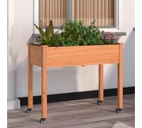 ShGaxin Jardinera con Forro y Ruedas Madera Abeto marrón 118x59x80 cm, Huerto Urbano Terraza, Jardineras Exterior, Jardineria Maceteros, Mesa De Cultivo, Huerto En Casa 3157827