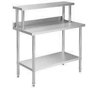 ShGaxin Mesa de Trabajo de Cocina con Estante Acero INOX 120x60x120 cm, Mesa De Cocina Comercial, Repisa Acero Inoxidable Cocina, Mesa Acero Inoxidable