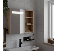 ShGaxin Mueble de baño con Espejo y luzroble 60x13x52 cm, Armario De Baño, Mueble Baño Colgar, Armario Pared Baño, Mueble De Baño, Gabinete De Baño 357972