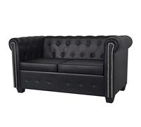ShGaxin Sofá Chesterfield de 2 plazas Cuero sintético Negro, Sofas De Salon, Sofa Relax, Decoracion De Salones, Muebles Sala De Estar, Mueble Sofá, Sofas Modernos