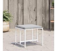ShGaxin Taburetes de jardín con Cojines 4 uds Acero y textilene Blanco, Mueble Exterior, Terraza Taburete, Taburete Exterior, Taburete Alto, Mueble Bar - 4008588