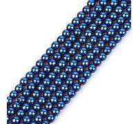 SHGbeads - Cuentas sueltas de hematita magnéticas con revestimiento metálico azul para bisutería, redondas, 4 mm, 38 cm, 4mm/Blue, 4 mm