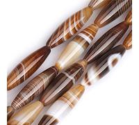 SHGbeads - Cuentas sueltas semipreciosas y semipreciosas de ónix de Botswana, color marrón natural, de 8 x 30 mm, para hacer joyas de 15 pulgadas