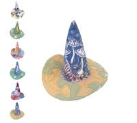 shgsgWK Sombrero de bruja acolchado, sombrero de arte popular hecho a mano, sombreros de bruja vintage de Halloween, sombreros renacentistas para mujer, Bronce, Talla única